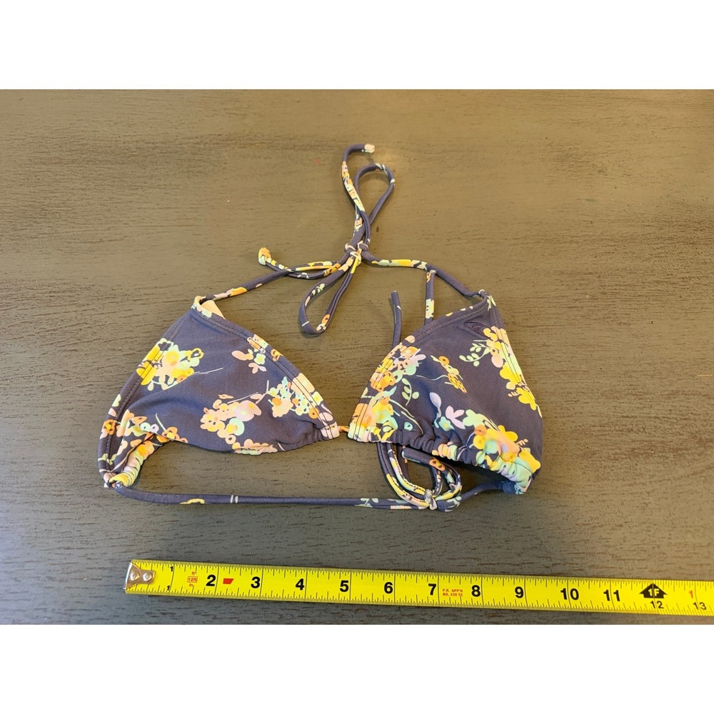 O'Neill Womens Navy Blue Floral Triangle Bikini Top Size M 11474163P